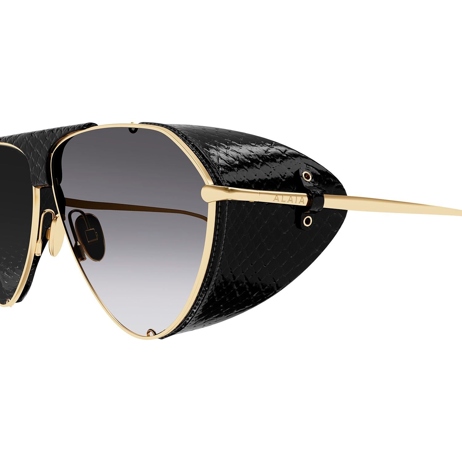 AA0067S Gold leather cover & bridge metal Sunglasses - Shiny Light Gold & Black Ayers
