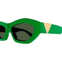 BV1221S Green recycled acetate Sunglasses - Shiny Solid Green