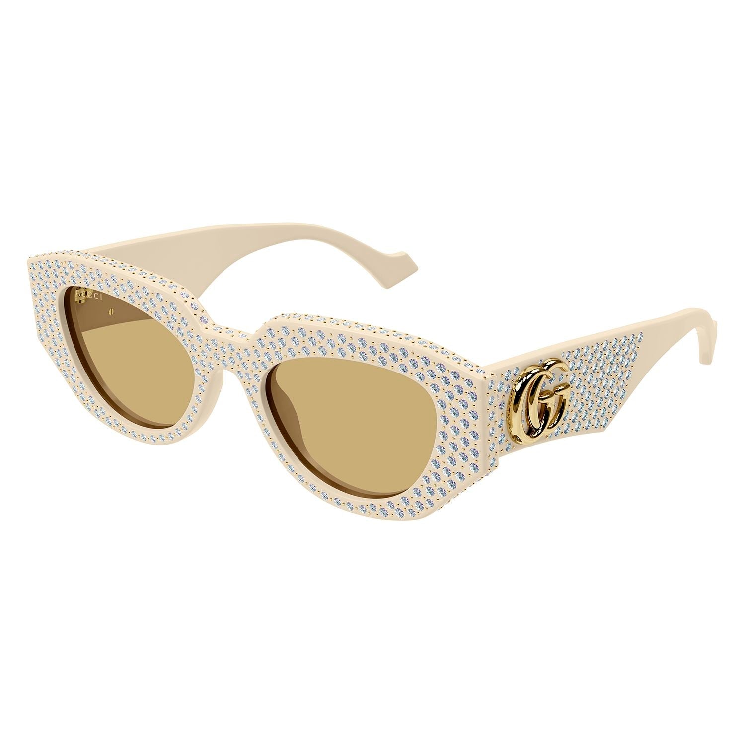 GG1421S Ivory recycled acetate strass & studs Sunglasses - Shiny Solid Ivory