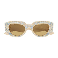 GG1421S Ivory recycled acetate strass & studs Sunglasses - Shiny Solid Ivory
