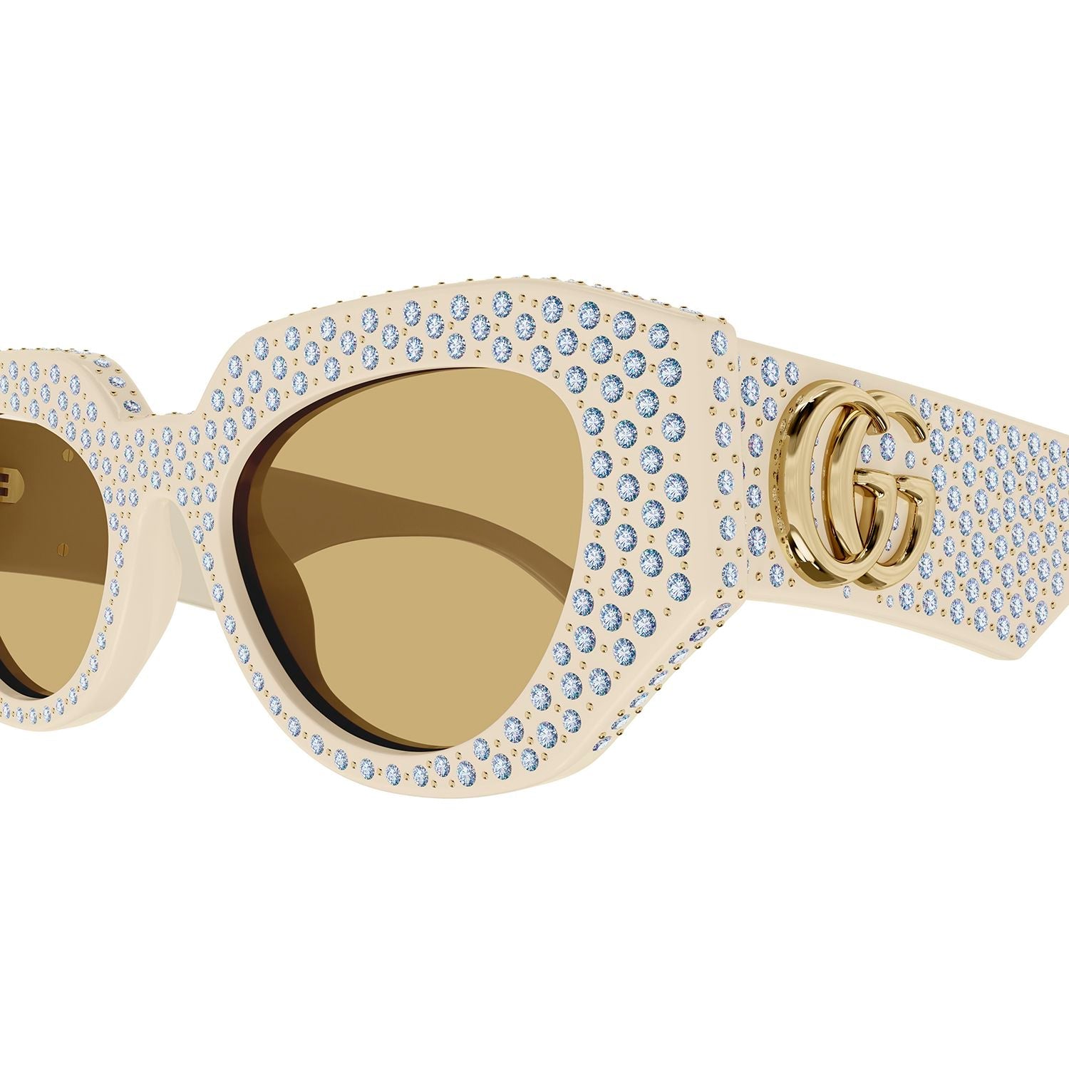 GG1421S Ivory recycled acetate strass & studs Sunglasses - Shiny Solid Ivory