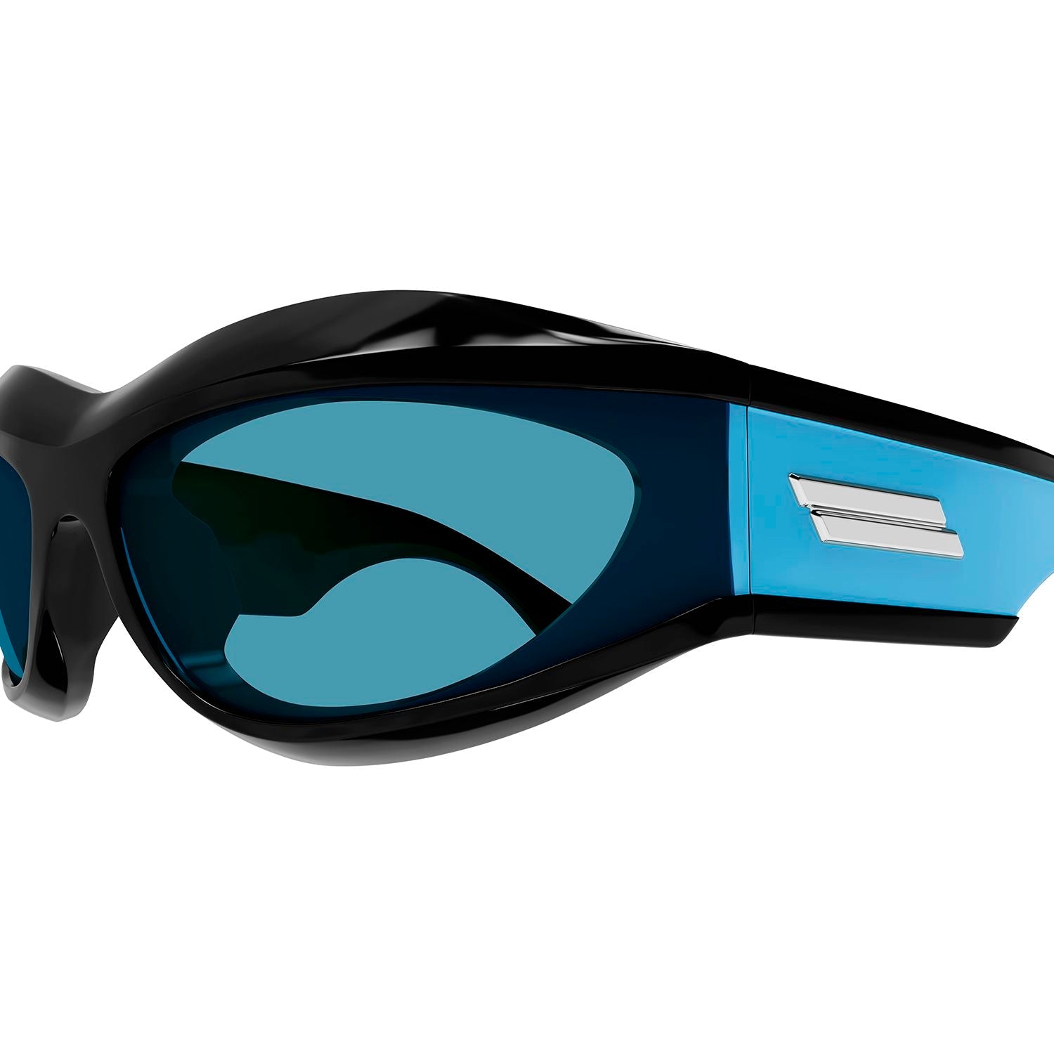 BV1244S Black injection Sunglasses - Shiny Black & Solid Azure