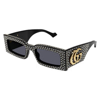 GG1425S Black strass studs & recycled acetate Sunglasses - Shiny Solid Black