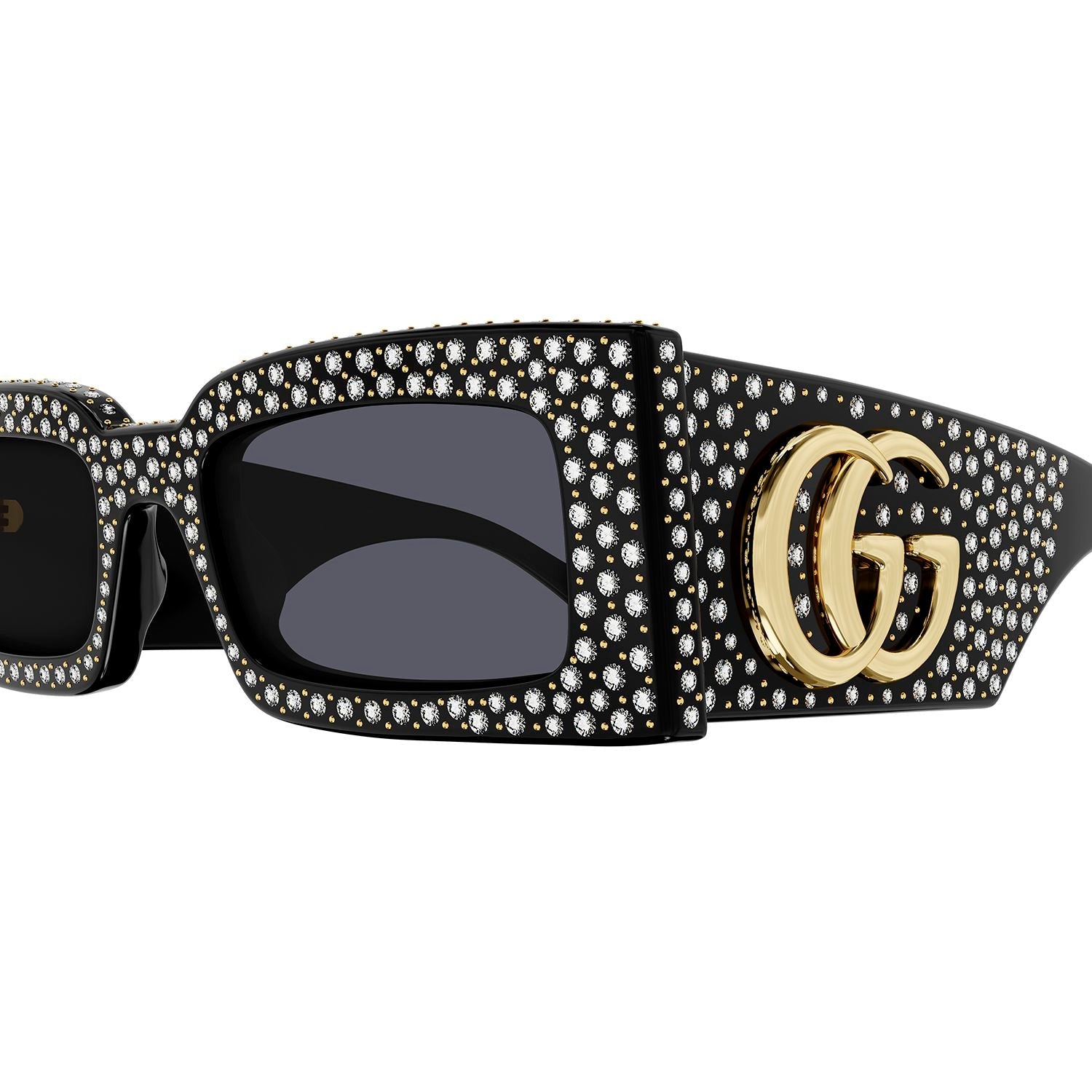 GG1425S Black strass studs & recycled acetate Sunglasses - Shiny Solid Black