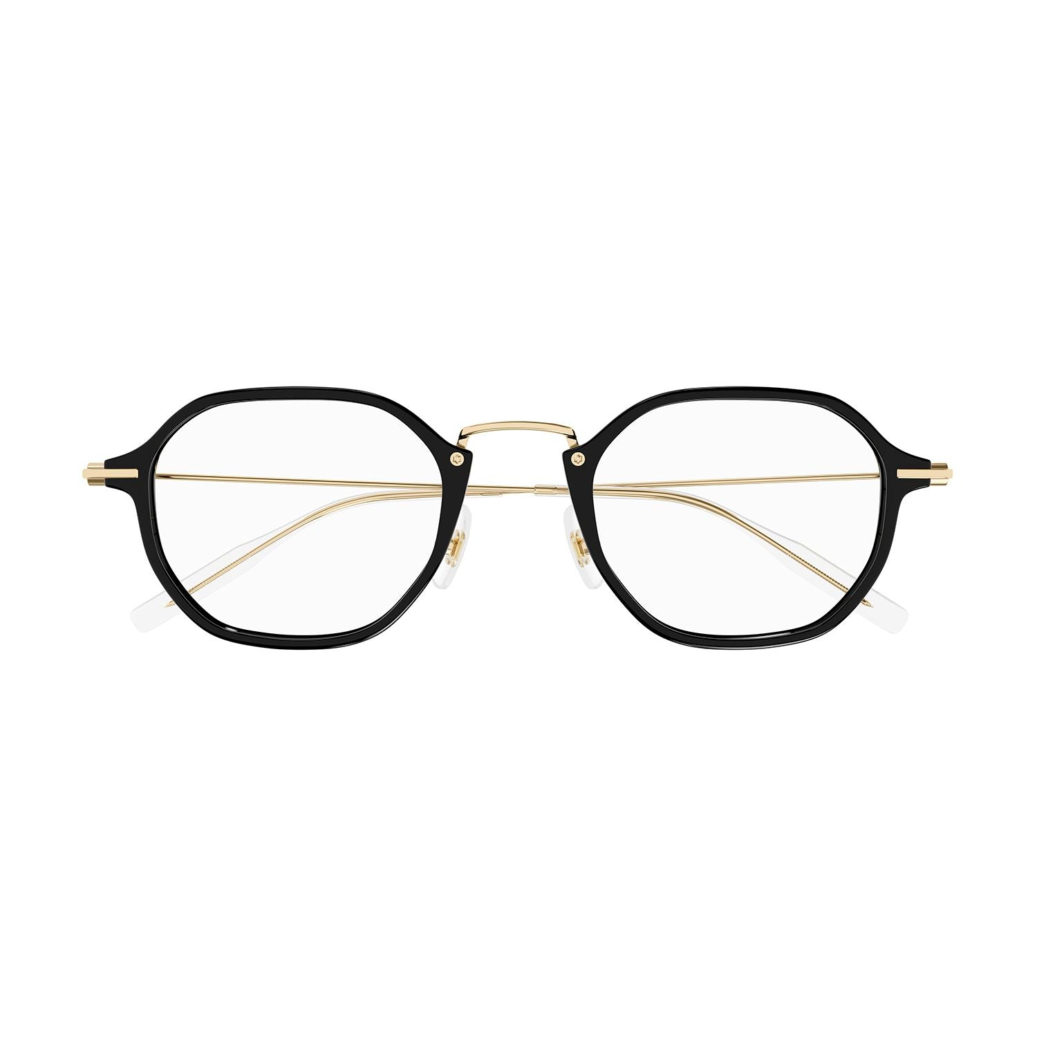 MB0296O Black injection Optical Frames - Shiny Solid Black & Light Gold