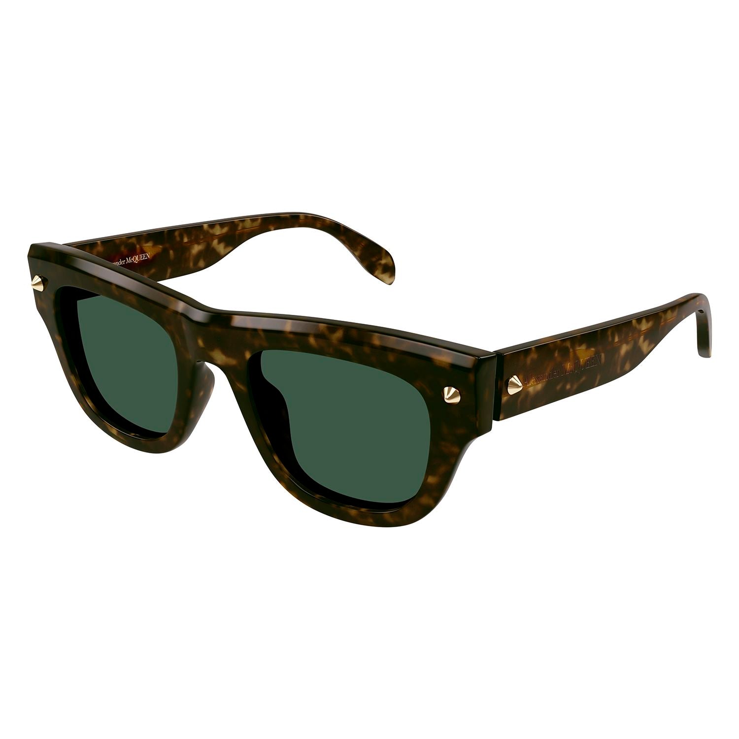 AM0425S Havana recycled acetate & gold studs Sunglasses - Shiny Dark Havana & Light Gold