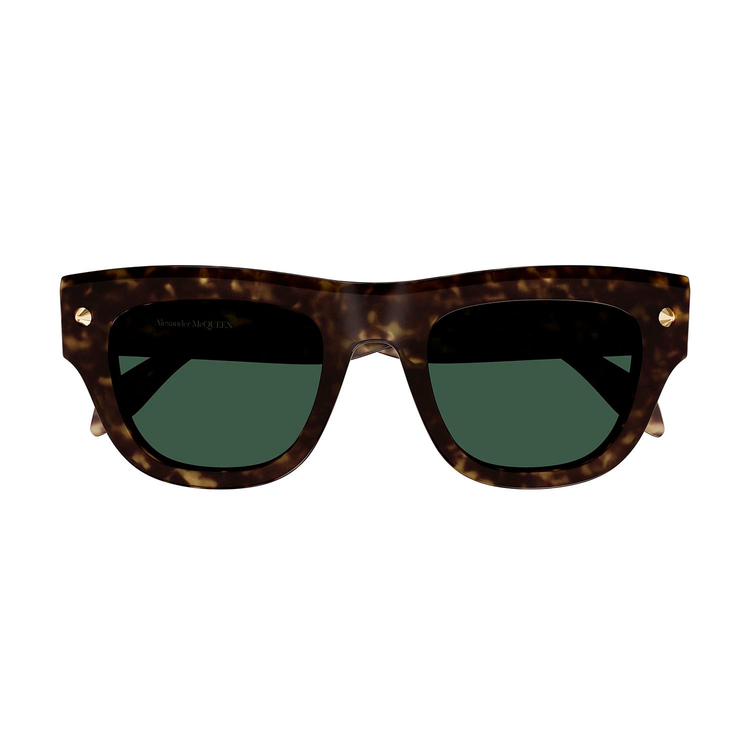 AM0425S Havana recycled acetate & gold studs Sunglasses - Shiny Dark Havana & Light Gold