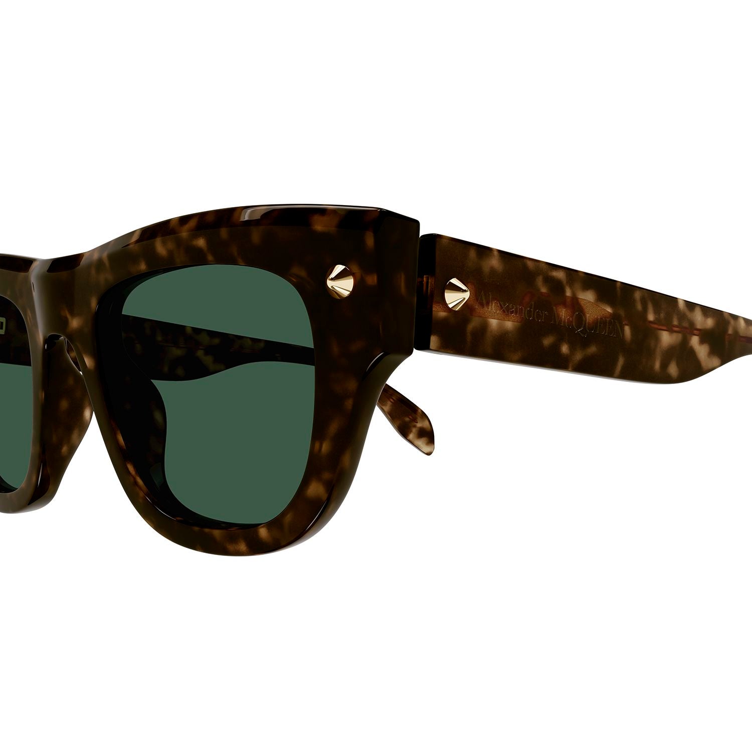 AM0425S Havana recycled acetate & gold studs Sunglasses - Shiny Dark Havana & Light Gold
