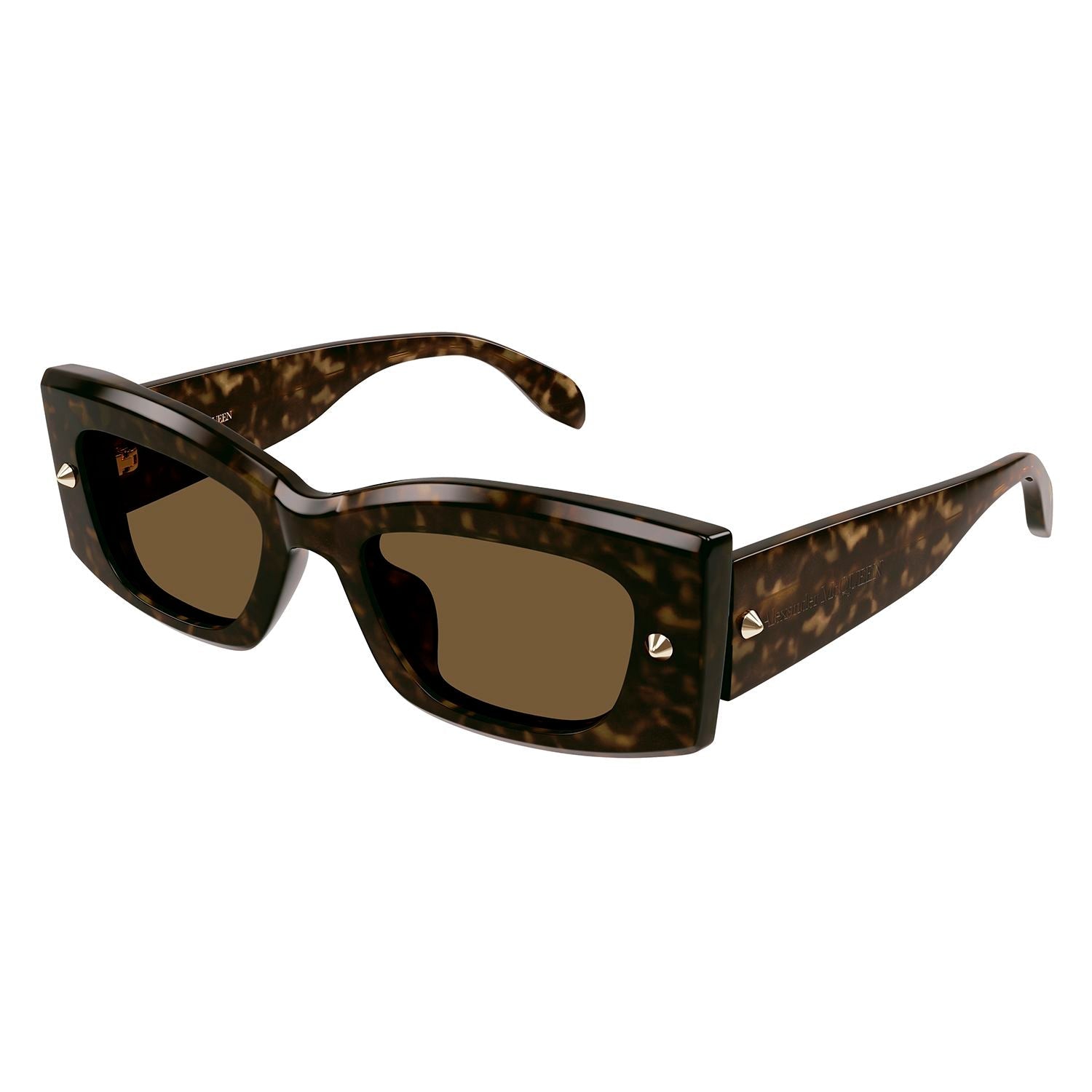 AM0426S Havana recycled acetate & gold studs Sunglasses - Shiny Dark Havana & Light Gold