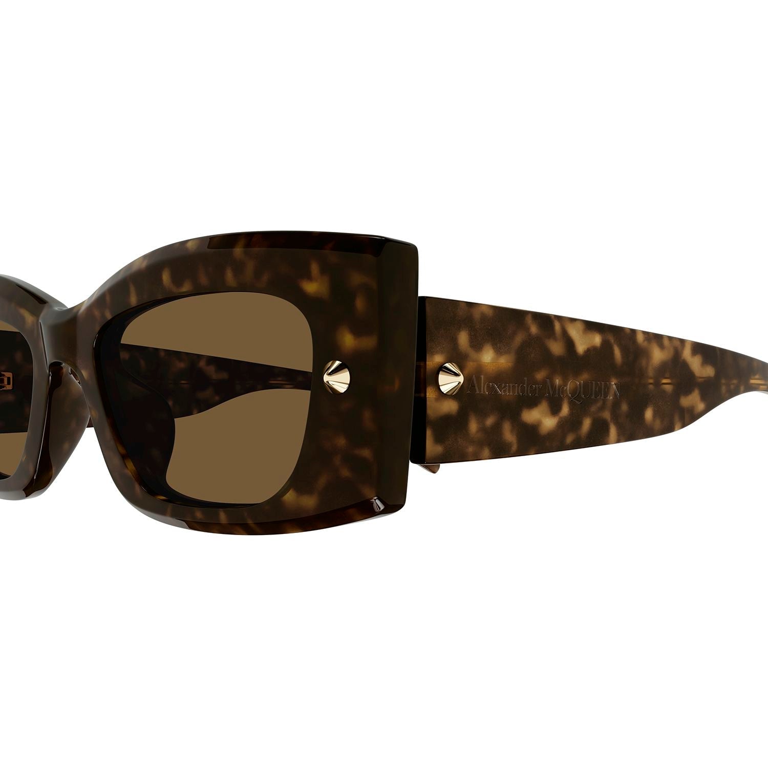AM0426S Havana recycled acetate & gold studs Sunglasses - Shiny Dark Havana & Light Gold