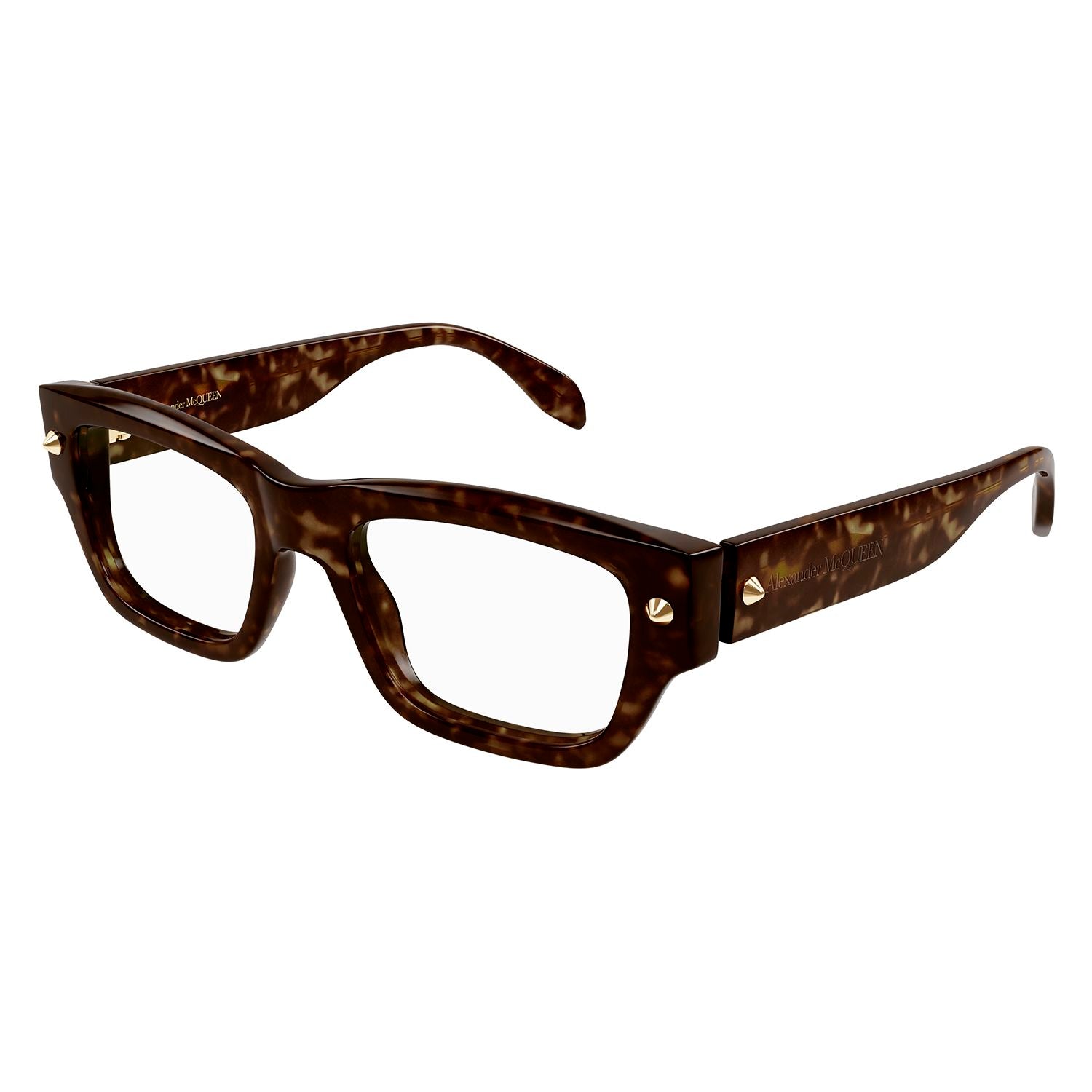 AM0428O Havana recycled acetate & gold studs Optical Frames - Shiny Dark Havana & Light Gold