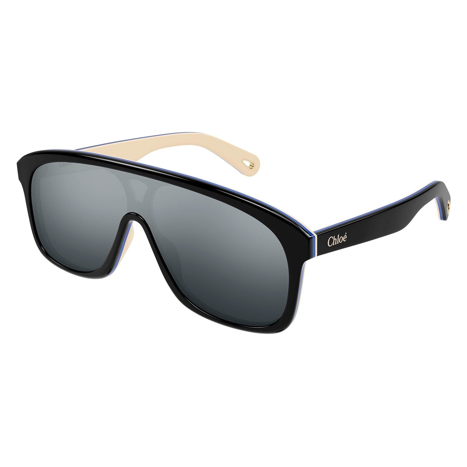 CH0212S Black recycled acetate Sunglasses - Shiny Black & Blue & Ivory