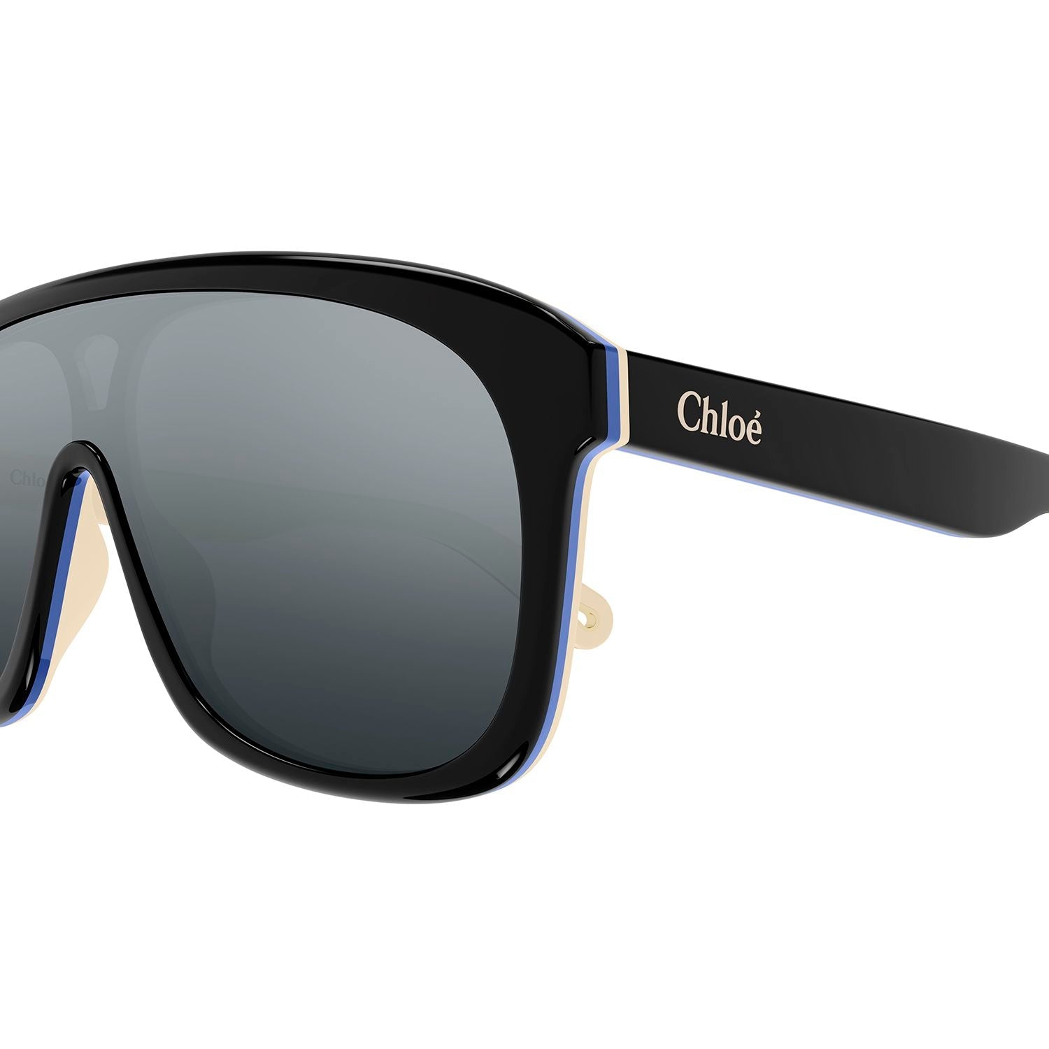 CH0212S Black recycled acetate Sunglasses - Shiny Black & Blue & Ivory