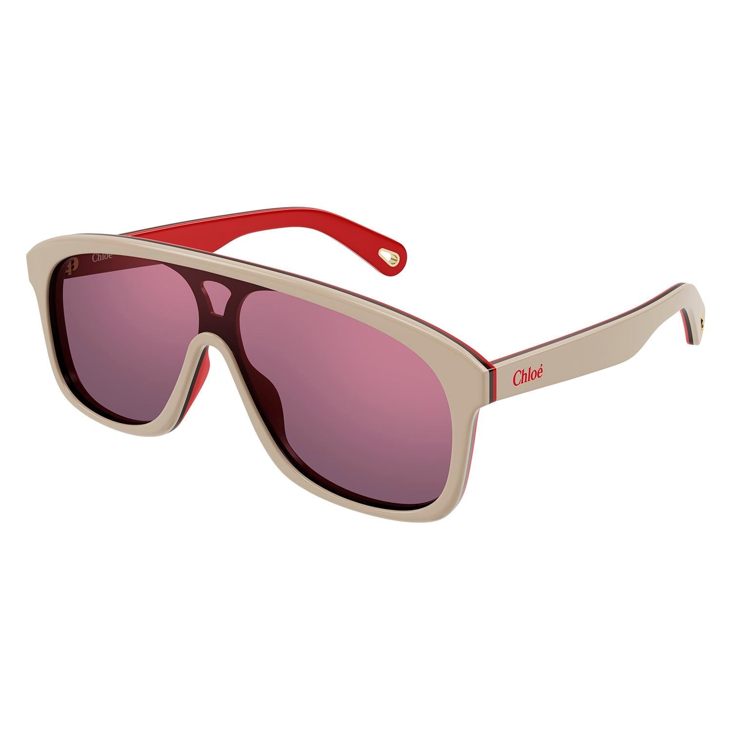 CH0212S Ivory recycled acetate Sunglasses - Shiny Ivory& Burgundy & Red