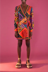 Robe courte Dotted Patch Scarf - Multicolore