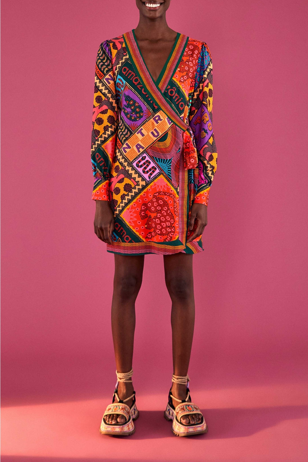 Robe courte Dotted Patch Scarf - Multicolore