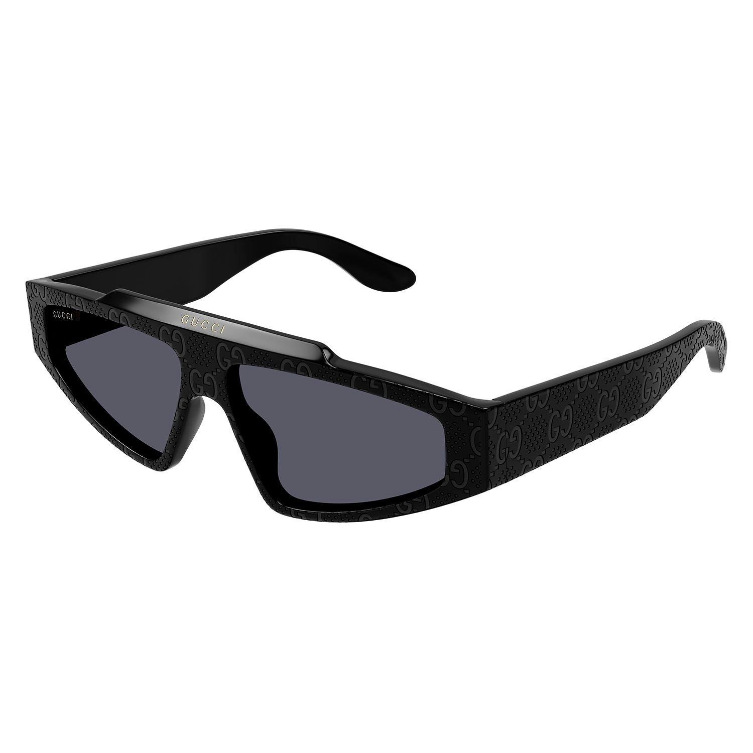 GG1591S Black Guccissima laser pattern recycled acetate Sunglasses - Shiny Solid Black