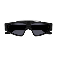 GG1591S Black Guccissima laser pattern recycled acetate Sunglasses - Shiny Solid Black
