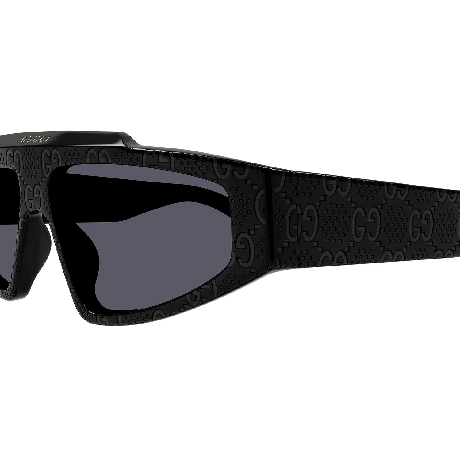 GG1591S Black Guccissima laser pattern recycled acetate Sunglasses - Shiny Solid Black