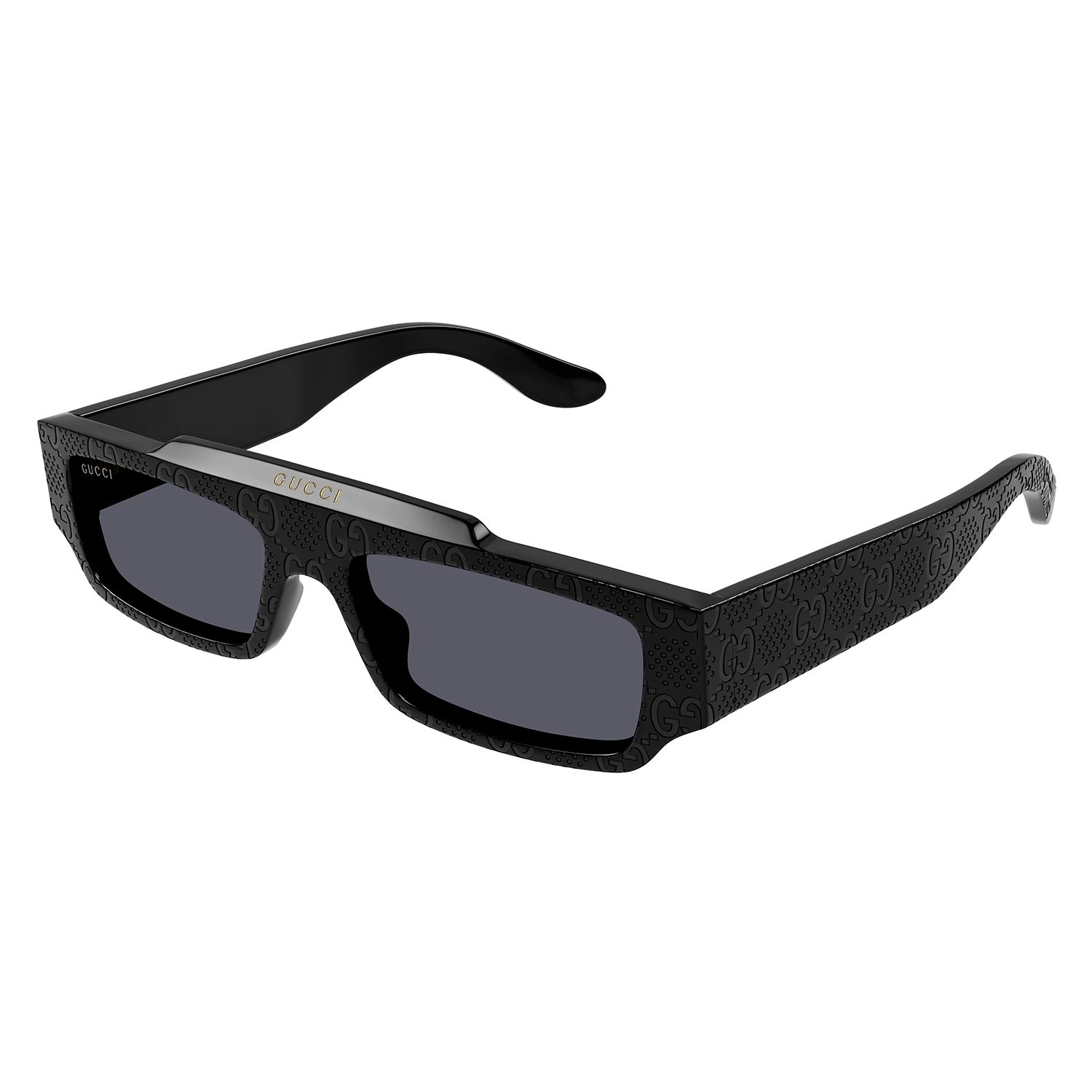 GG1592S Black Guccissima laser pattern recycled acetate Sunglasses - Shiny Solid Black