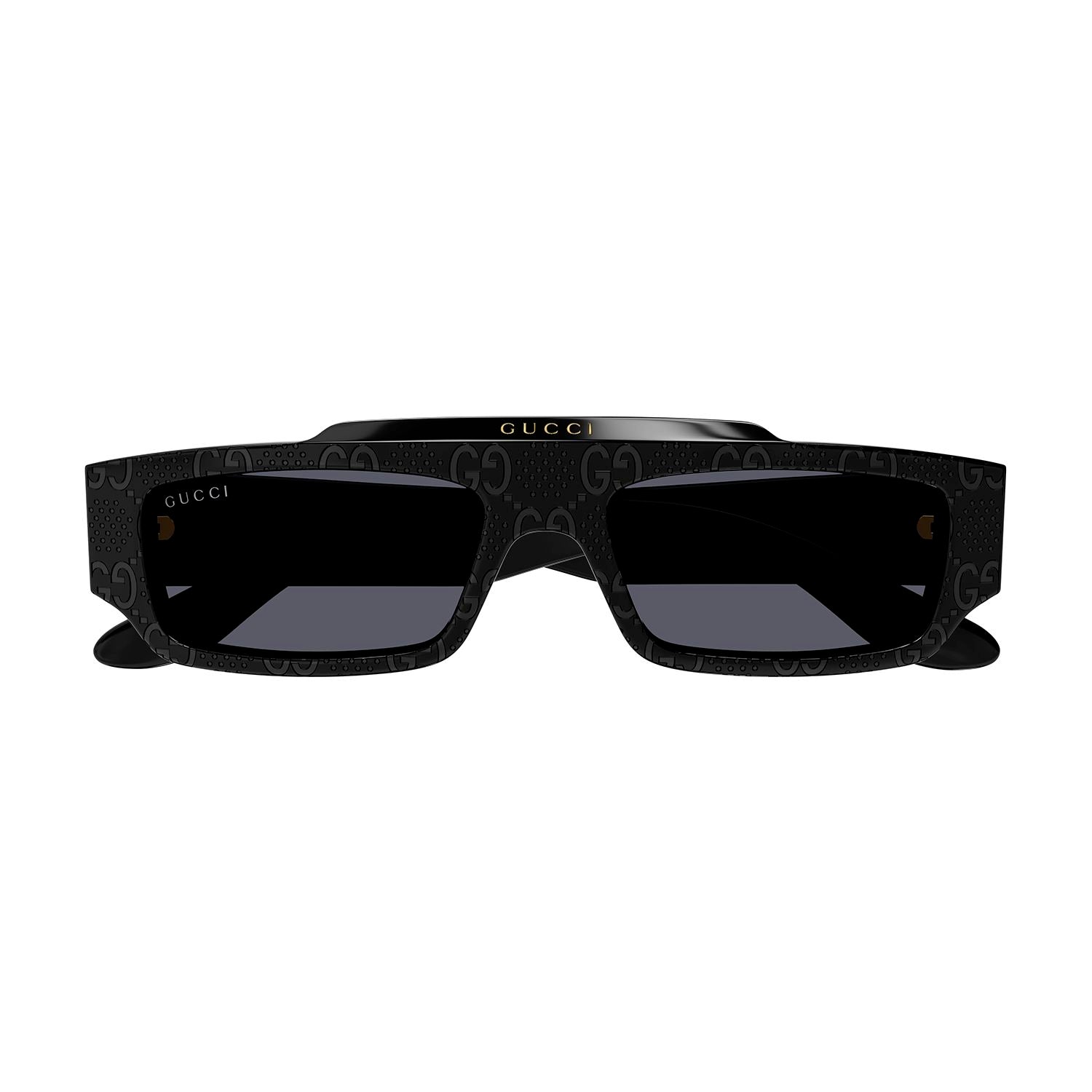 GG1592S Black Guccissima laser pattern recycled acetate Sunglasses - Shiny Solid Black