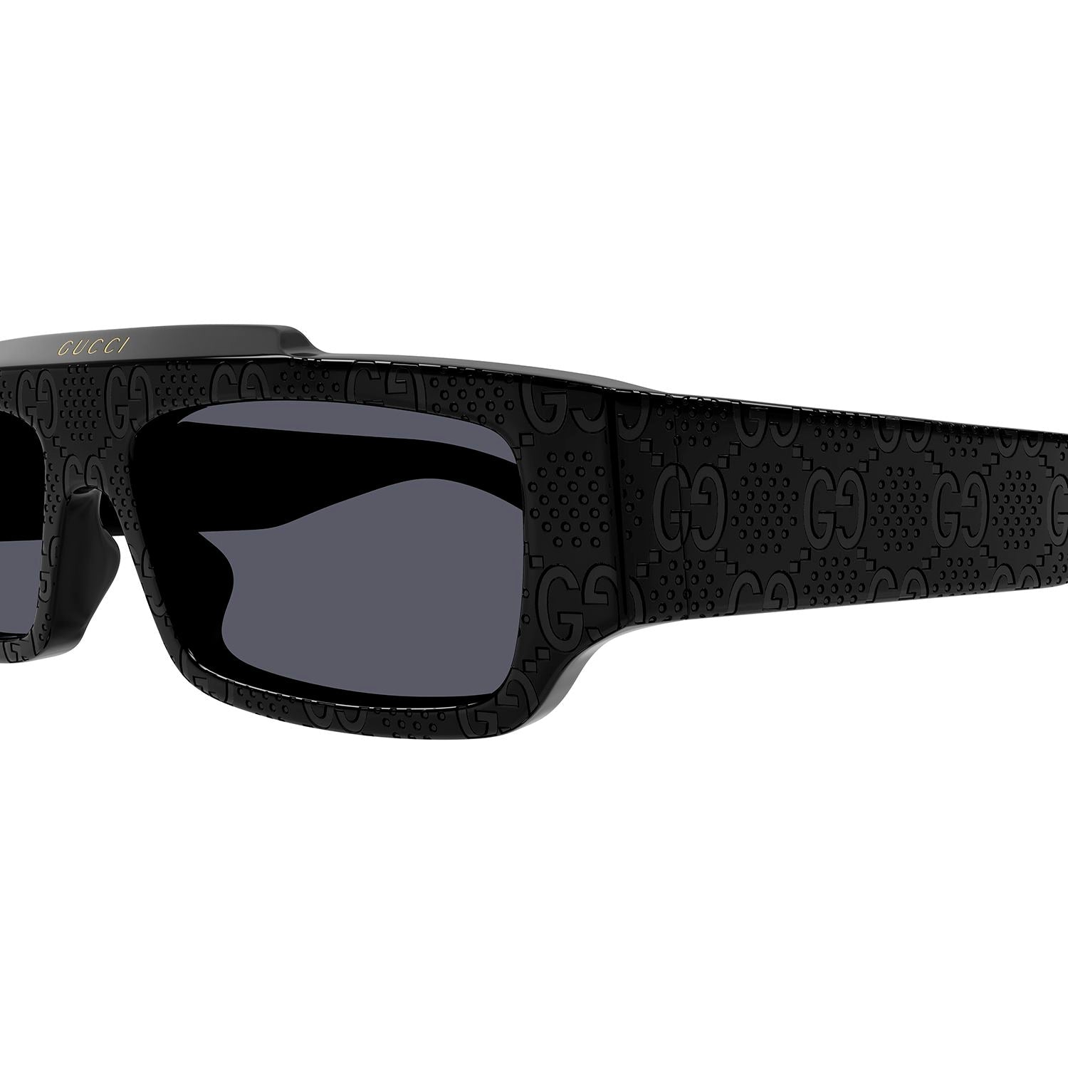 GG1592S Black Guccissima laser pattern recycled acetate Sunglasses - Shiny Solid Black