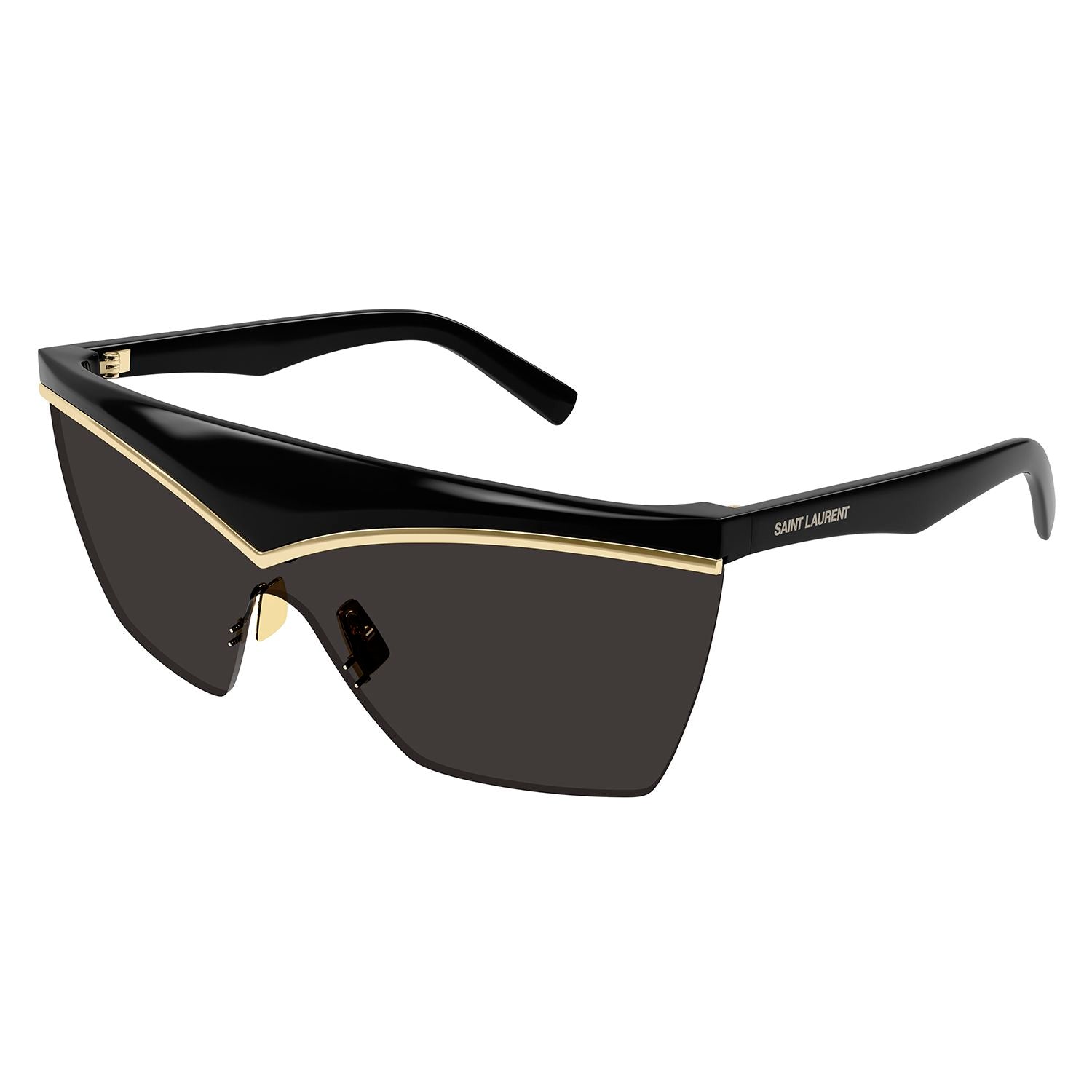 SL 614 Mask Black injection Sunglasses - Shiny Black & Light Gold