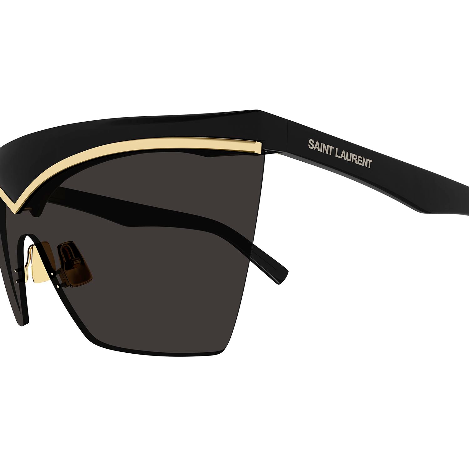 SL 614 Mask Black injection Sunglasses - Shiny Black & Light Gold