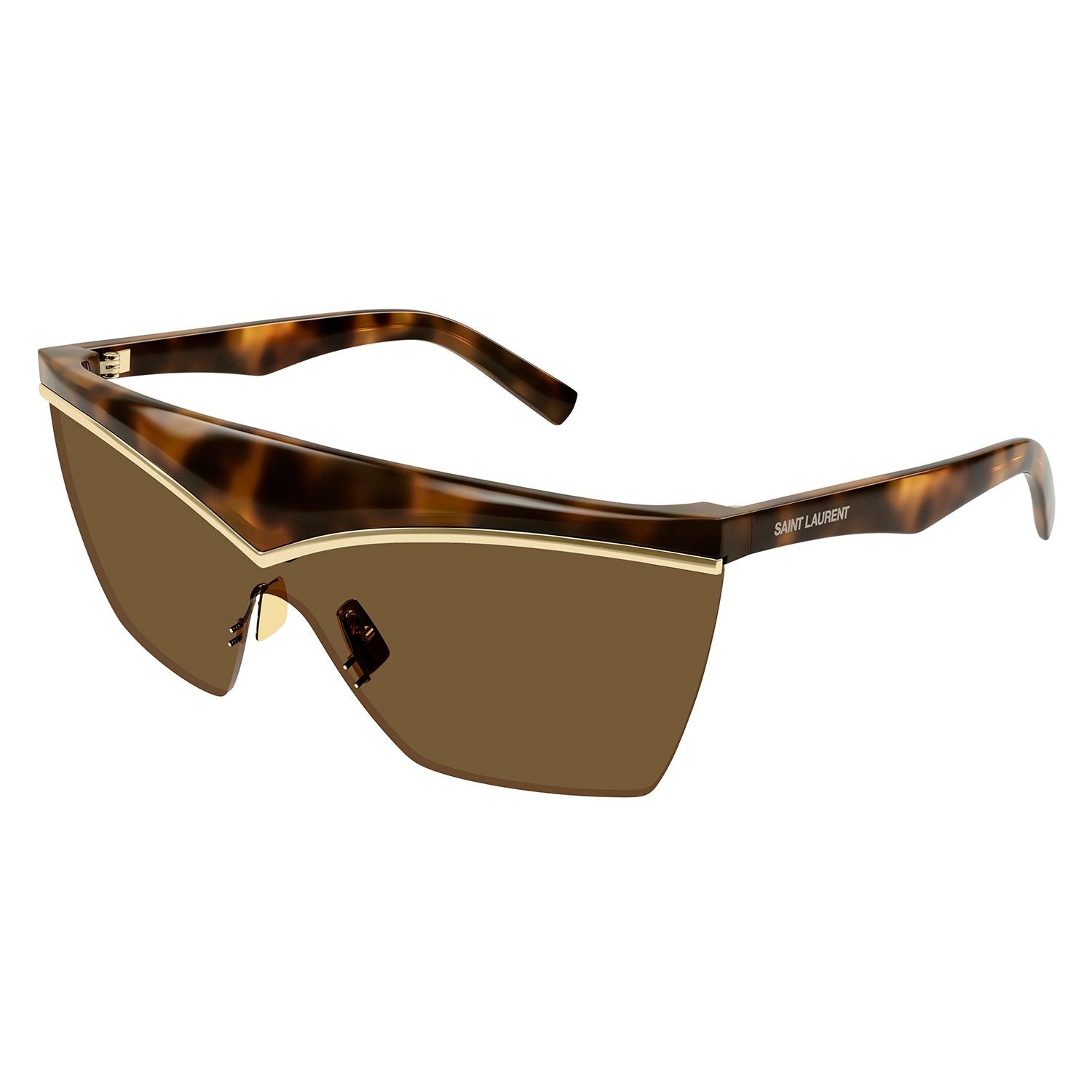 SL 614 Mask Havana injection Sunglasses - Shiny Havana& Light Gold Top Bar