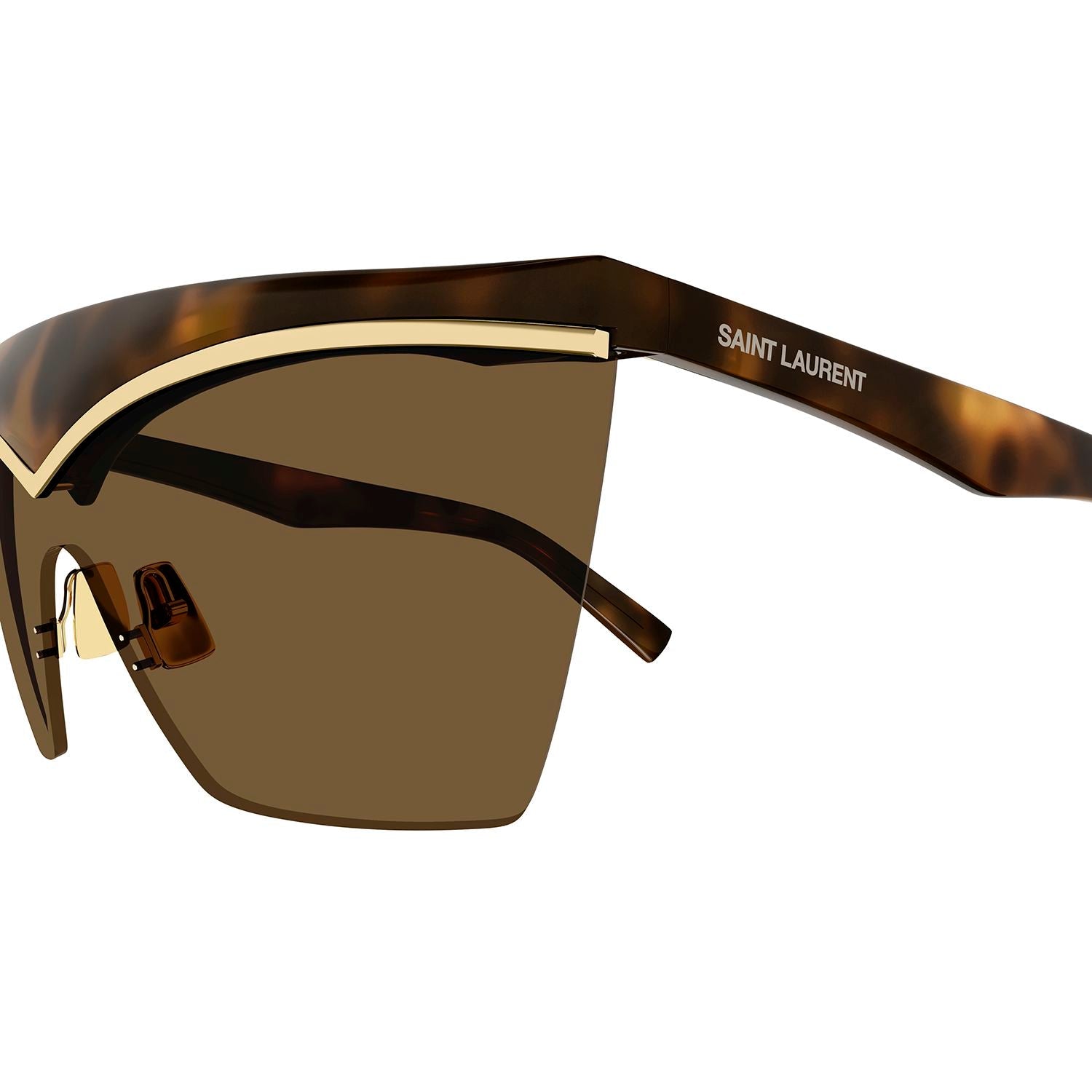 SL 614 Mask Havana injection Sunglasses - Shiny Havana& Light Gold Top Bar