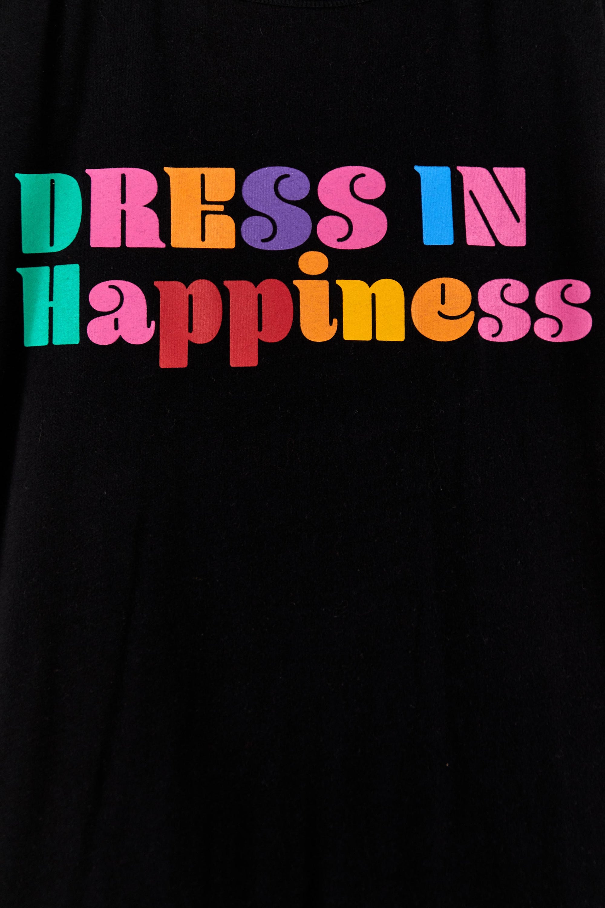 Robe longue In Happiness à manches courtes en coton - Noir
