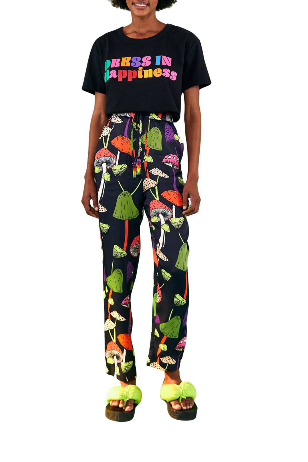 T-shirt Robe In Happiness en coton - Noir