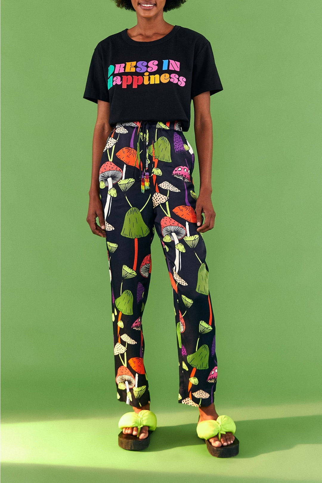 T-shirt Robe In Happiness en coton - Noir