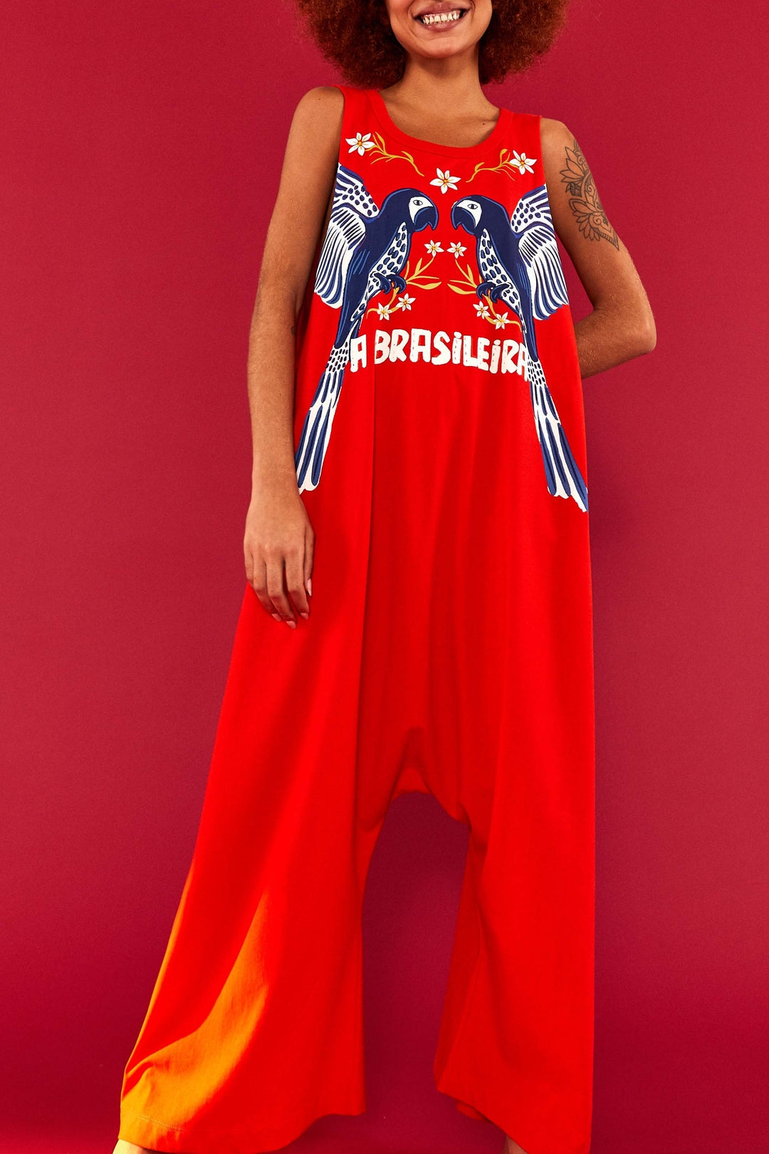 Combinaison A Brasileira façon t-shirt en coton - Rouge