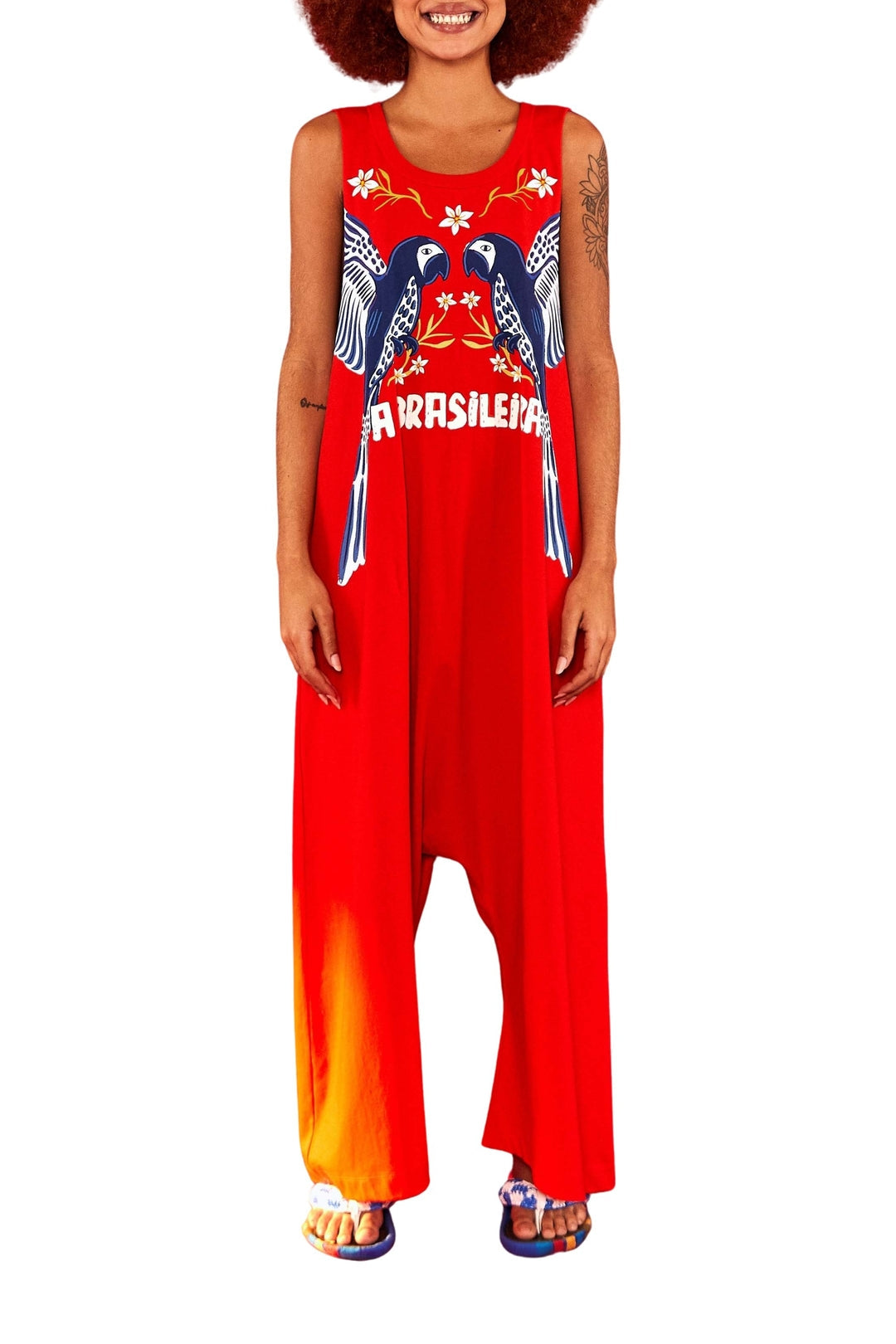 Combinaison A Brasileira façon t-shirt en coton - Rouge