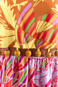 Robe longue Color Birds Balls en coton - Multicolore