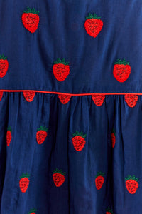 Blouse Strawberry Cross oversize en coton - Bleu
