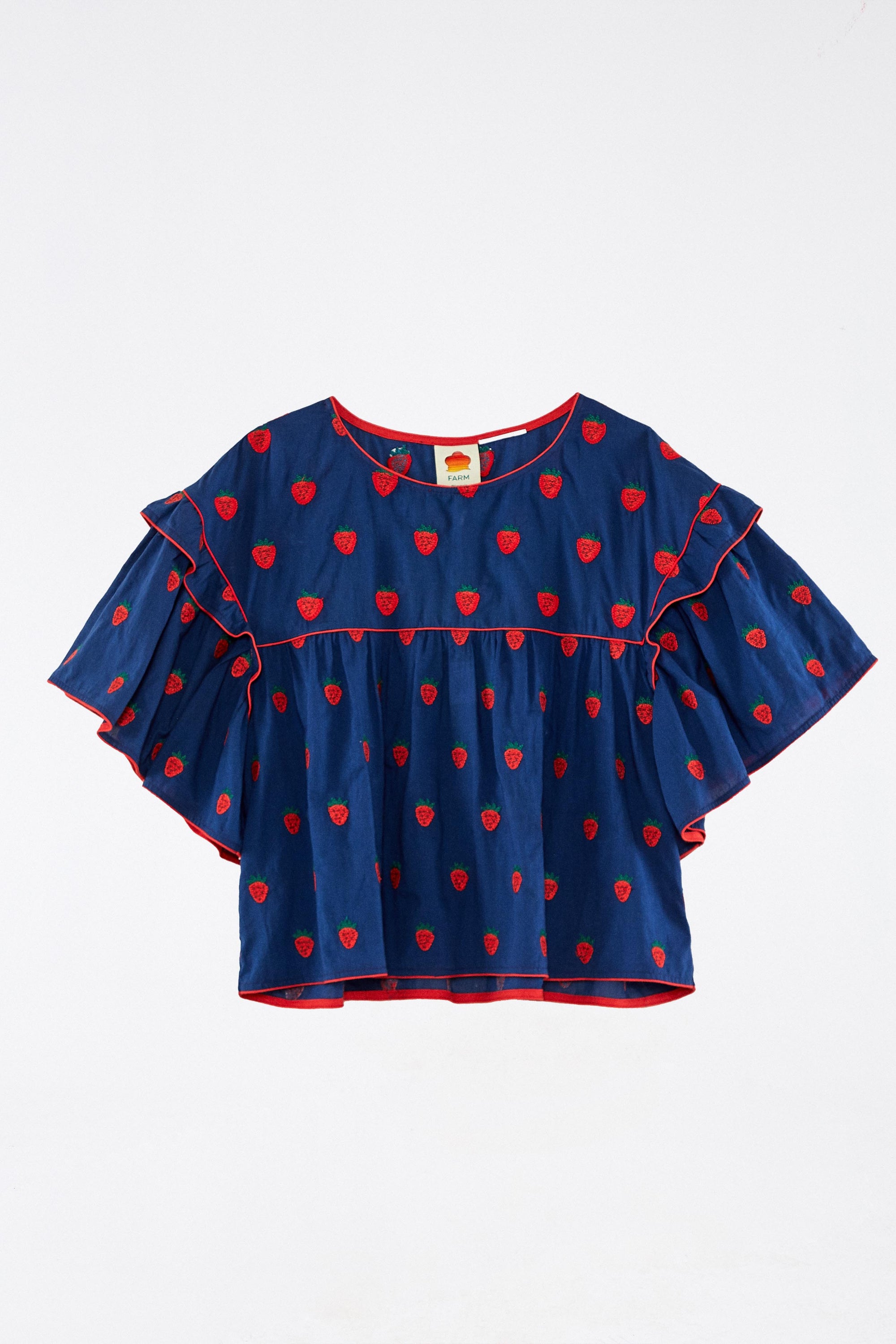Blouse Strawberry Cross oversize en coton - Bleu