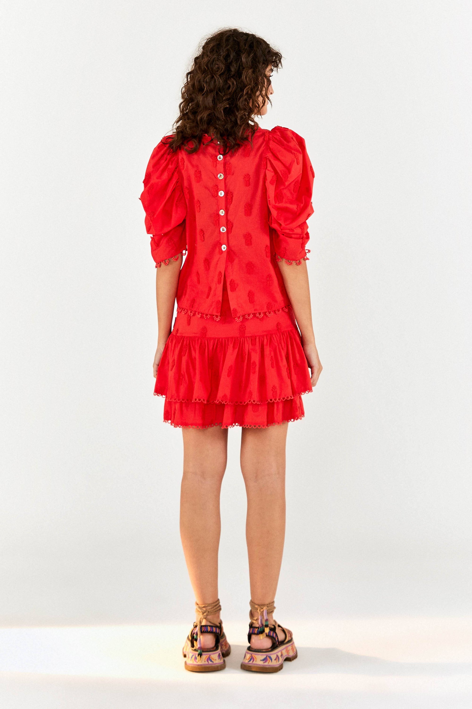 Blouse à motif d'ananas en coton - Rouge