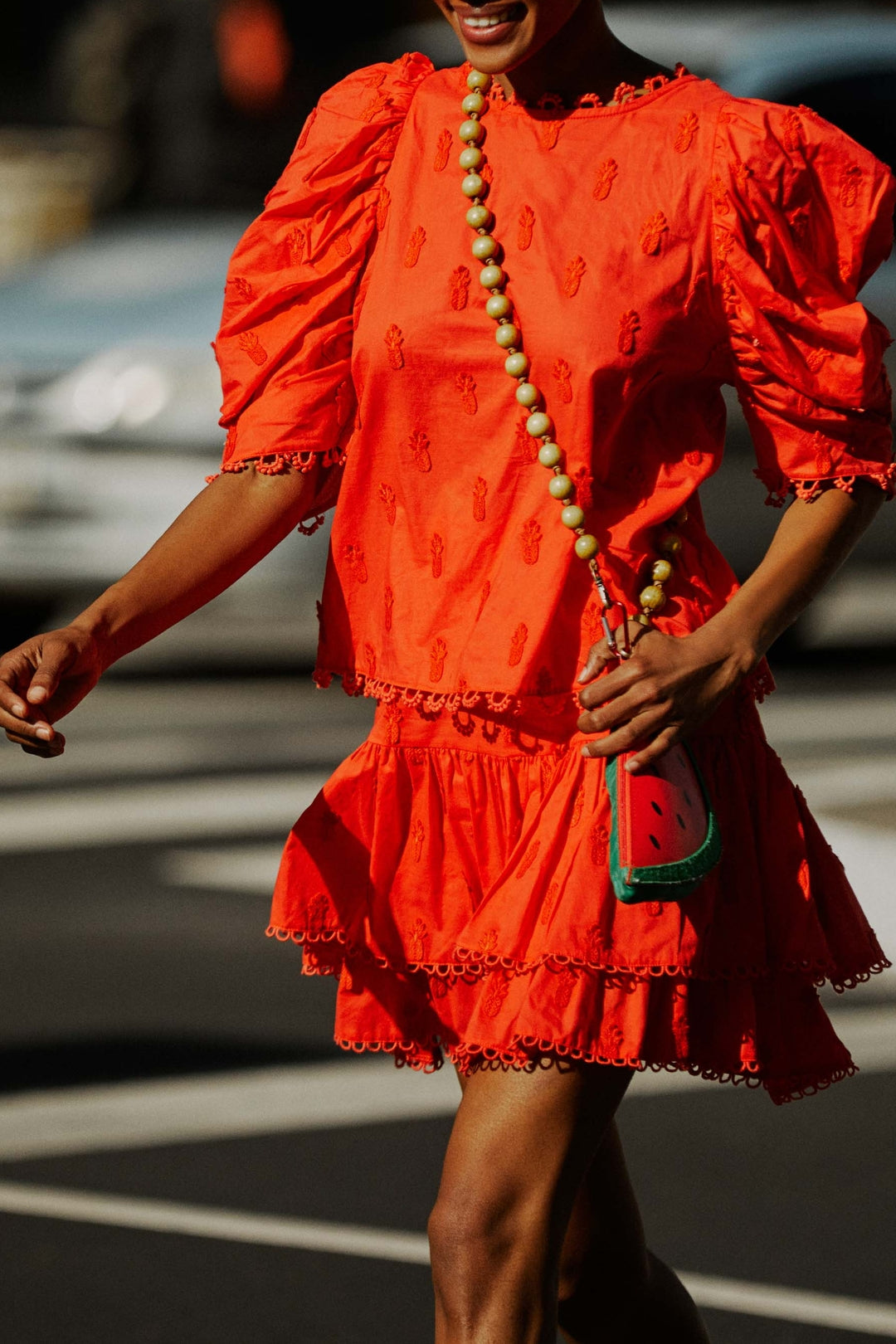 Blouse à motif d'ananas en coton - Rouge