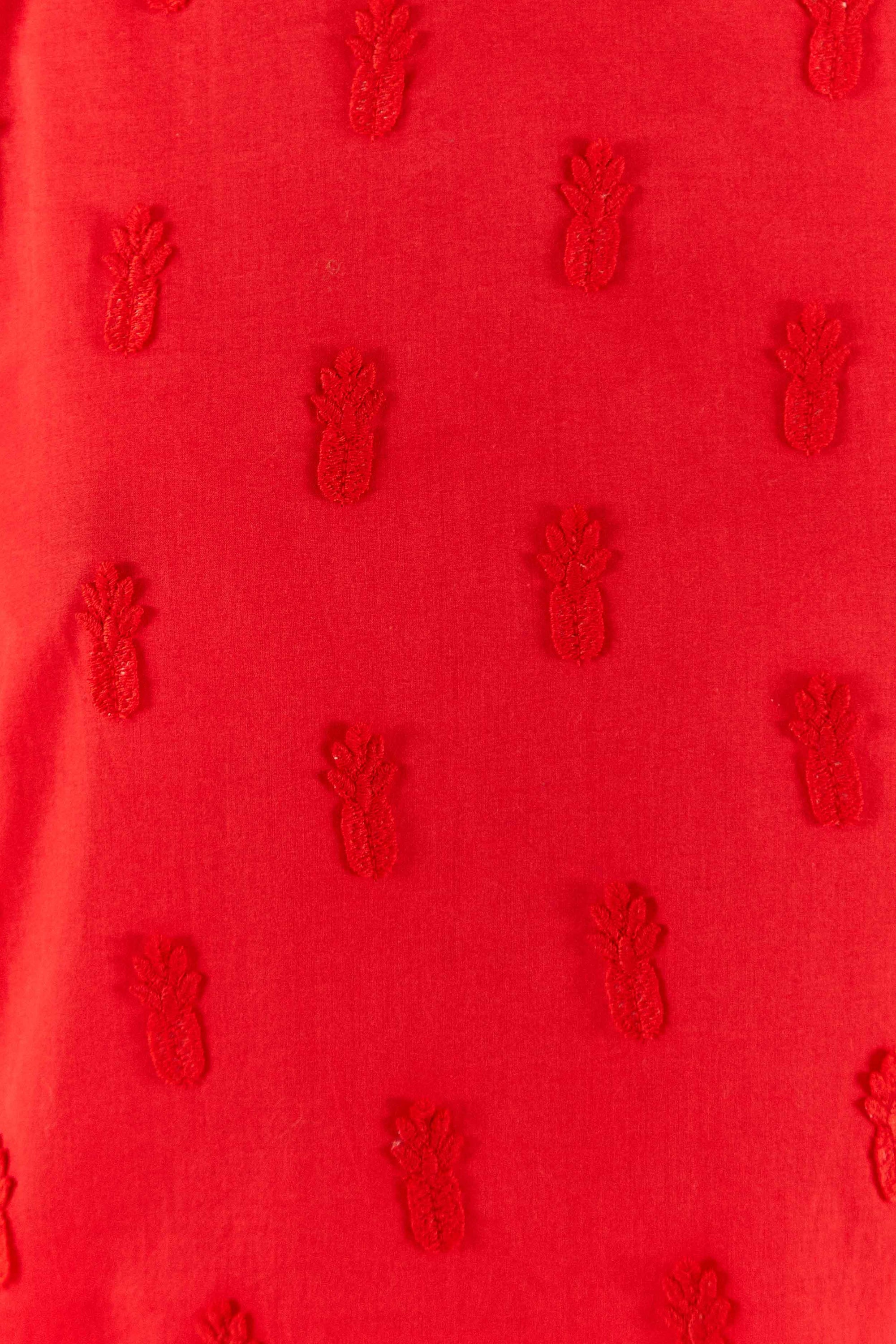Blouse à motif d'ananas en coton - Rouge