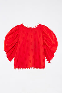 Blouse à motif d'ananas en coton - Rouge