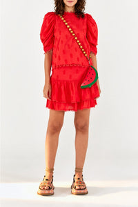 Mini jupe à motif d'ananas en coton - Rouge