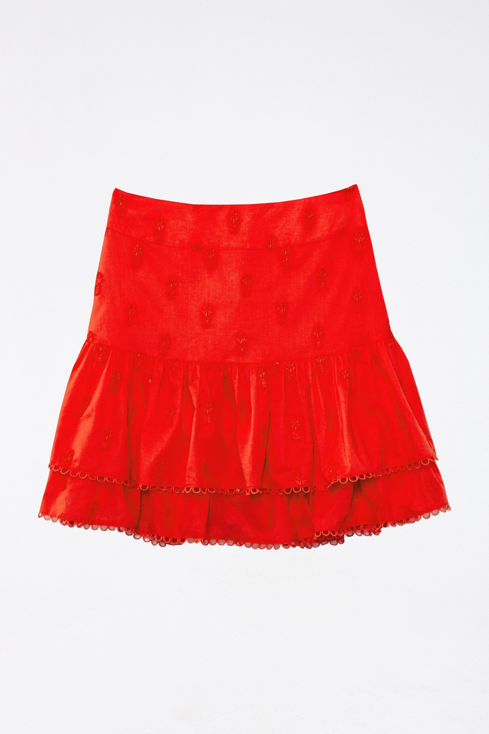 Mini jupe à motif d'ananas en coton - Rouge