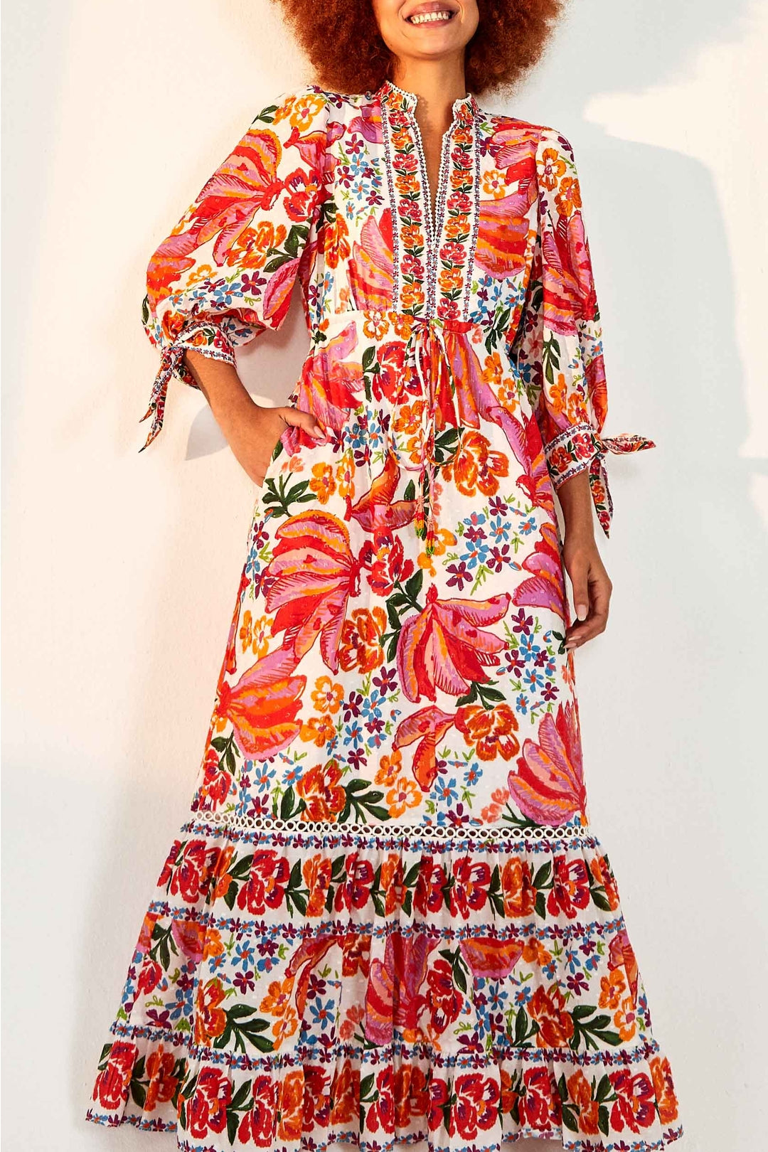 Robe longue Spring Bananas en coton - Rouge