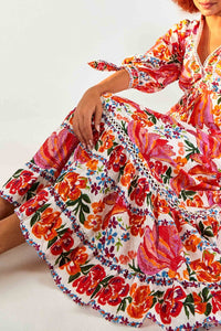 Robe longue Spring Bananas en coton - Rouge
