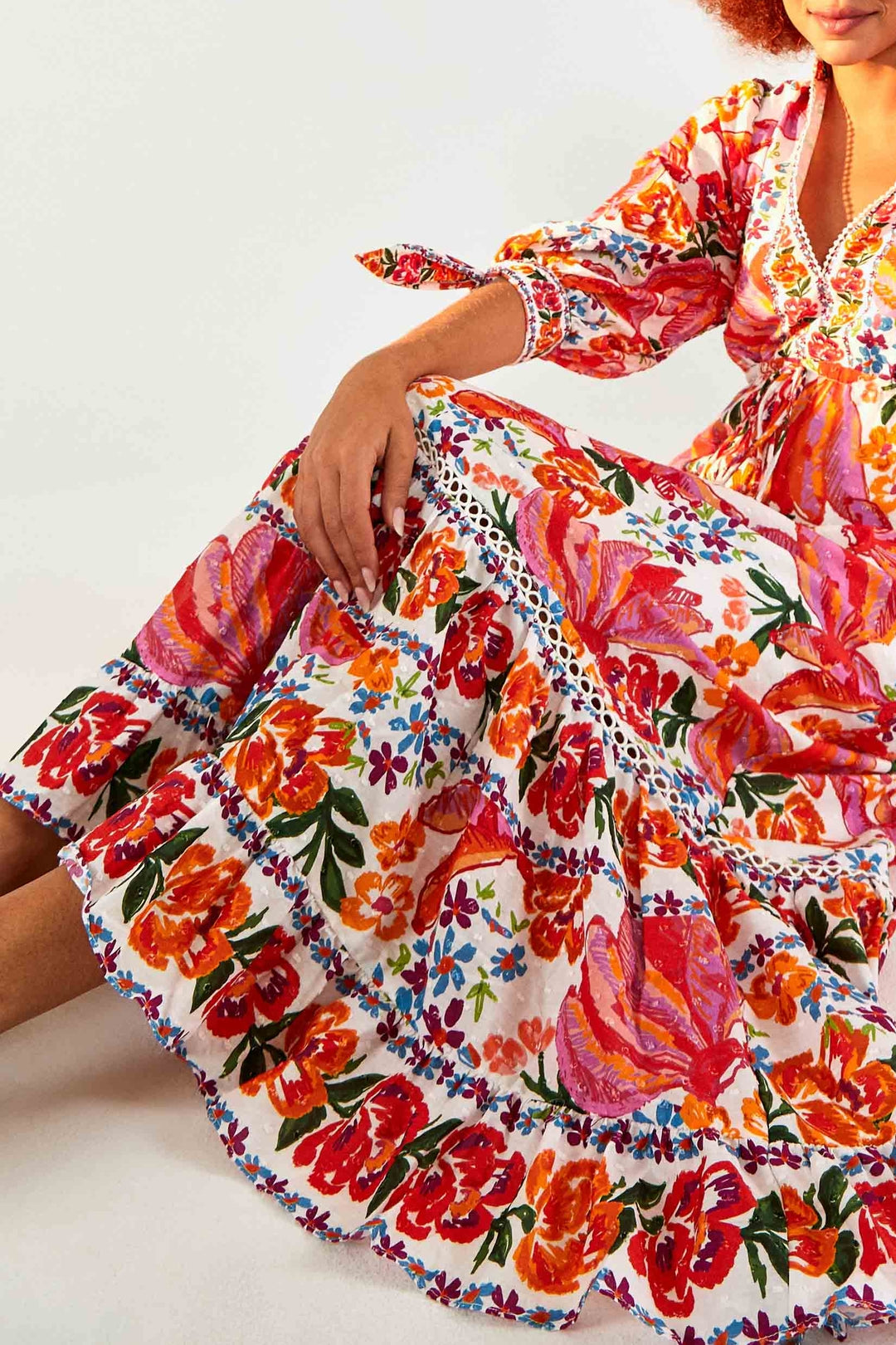 Robe longue Spring Bananas en coton - Rouge