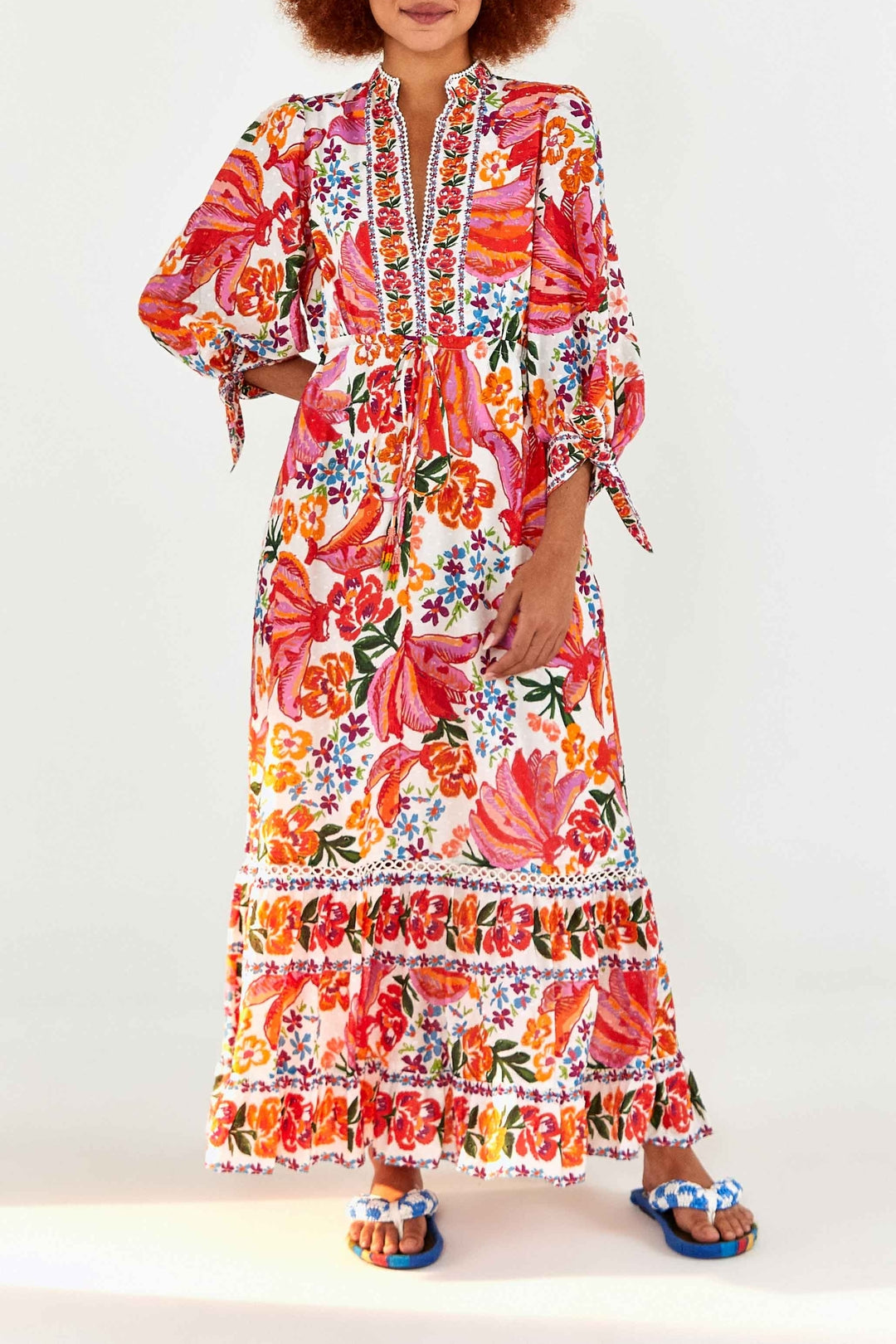 Robe longue Spring Bananas en coton - Rouge