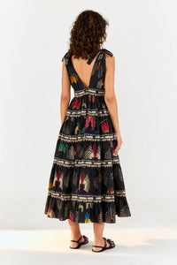 Robe midi Wonderful Headdress en coton - Multicolore