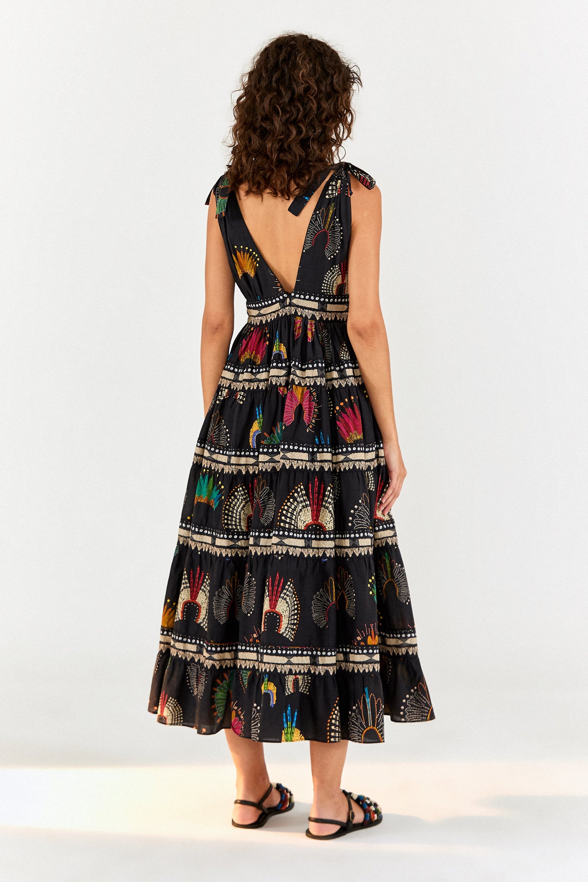 Robe midi Wonderful Headdress en coton - Multicolore